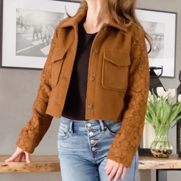 Express brown crop jacket - Picture 1 of 12